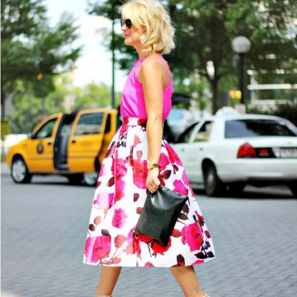 SAN JOY hi-lo bow front full floral skirt - Picture 7 of 12